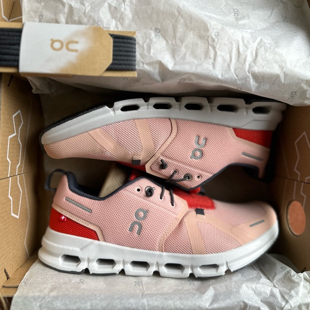 On Running Pink Red Women's Cloud Athletic Sneakers